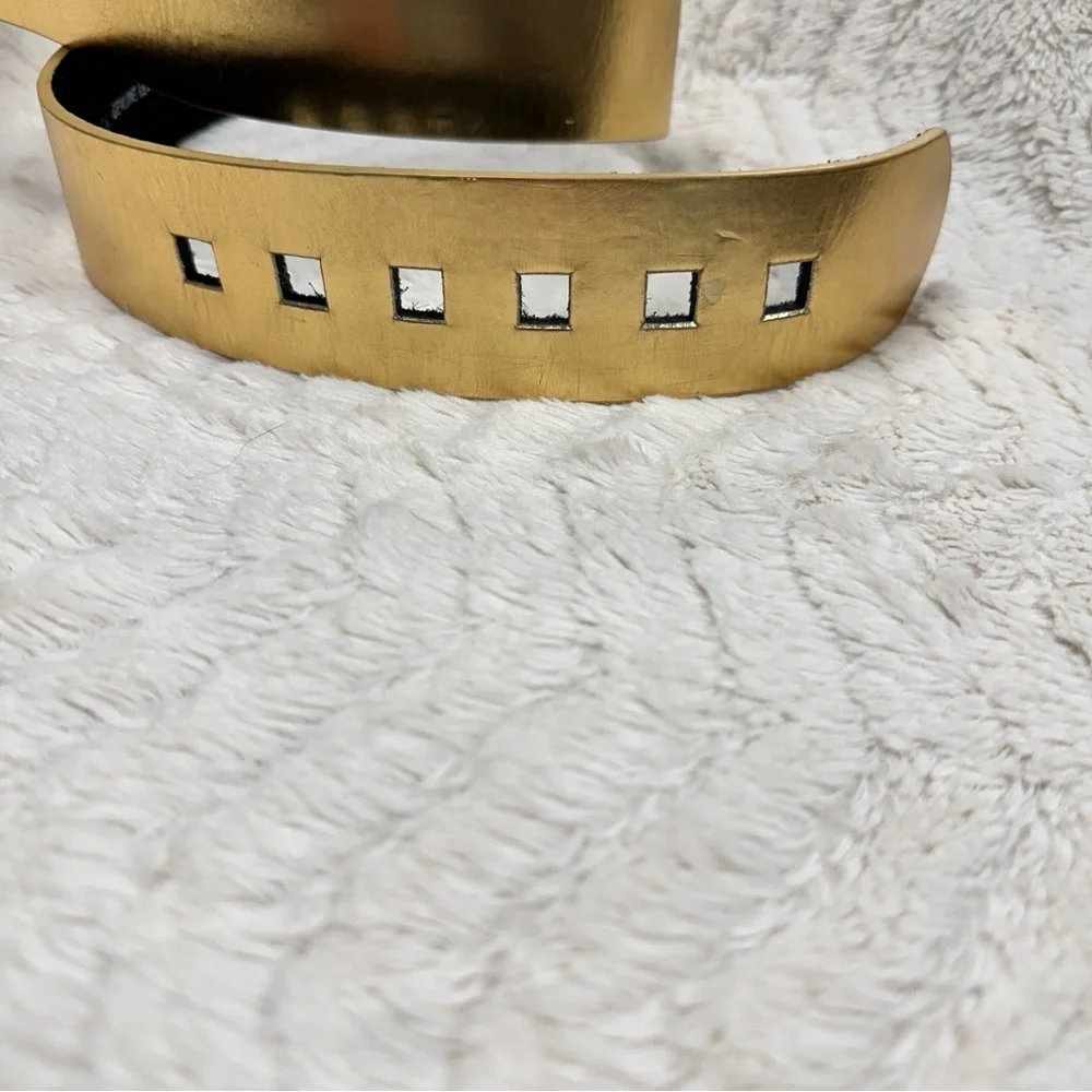 Gary Majdell Gold Color Genuine Leather Belt, Square Holes, 39